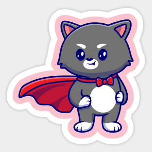 Cute Cat Superhero Cartoon Sticker